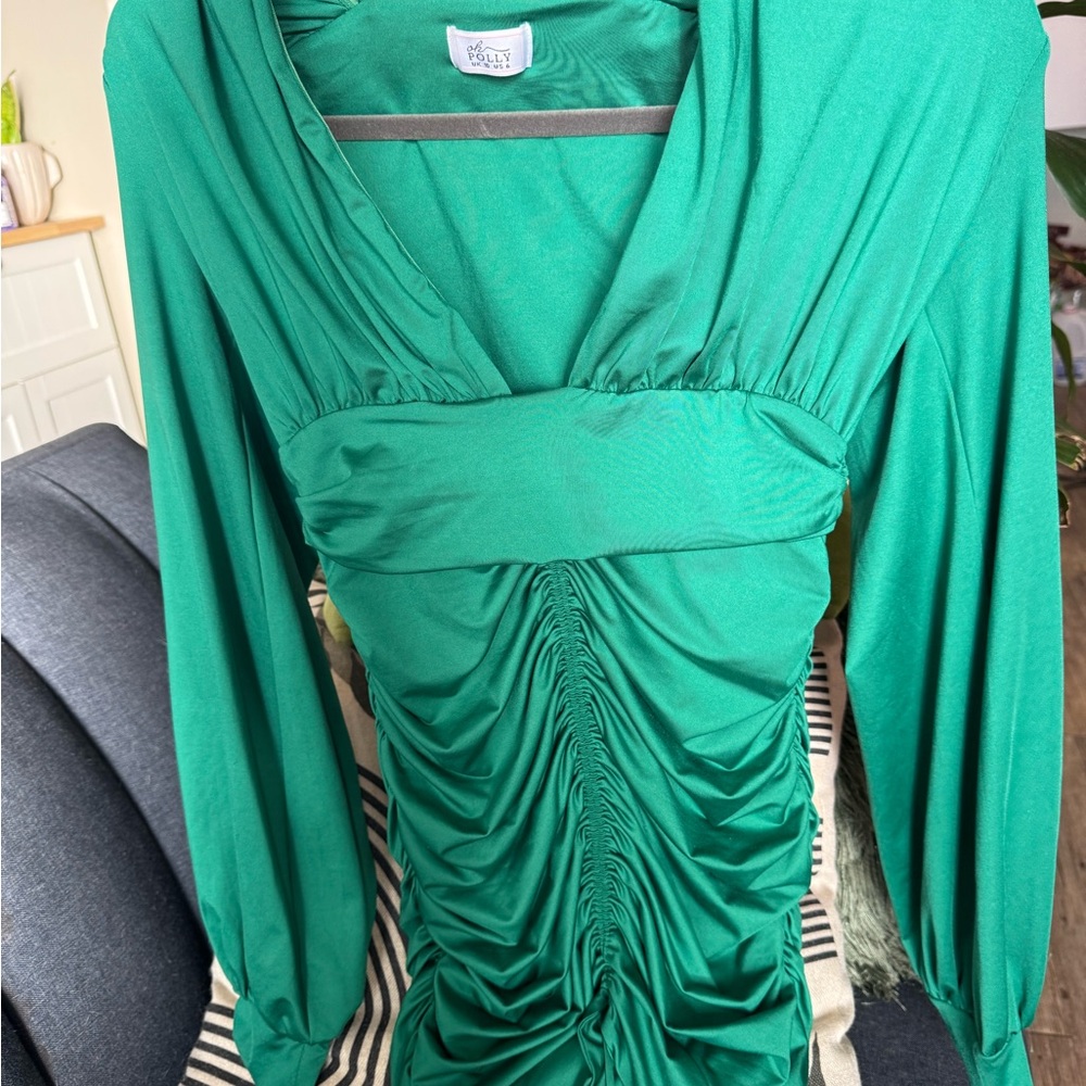 Oh Polly Emerald Green Ruched Dress